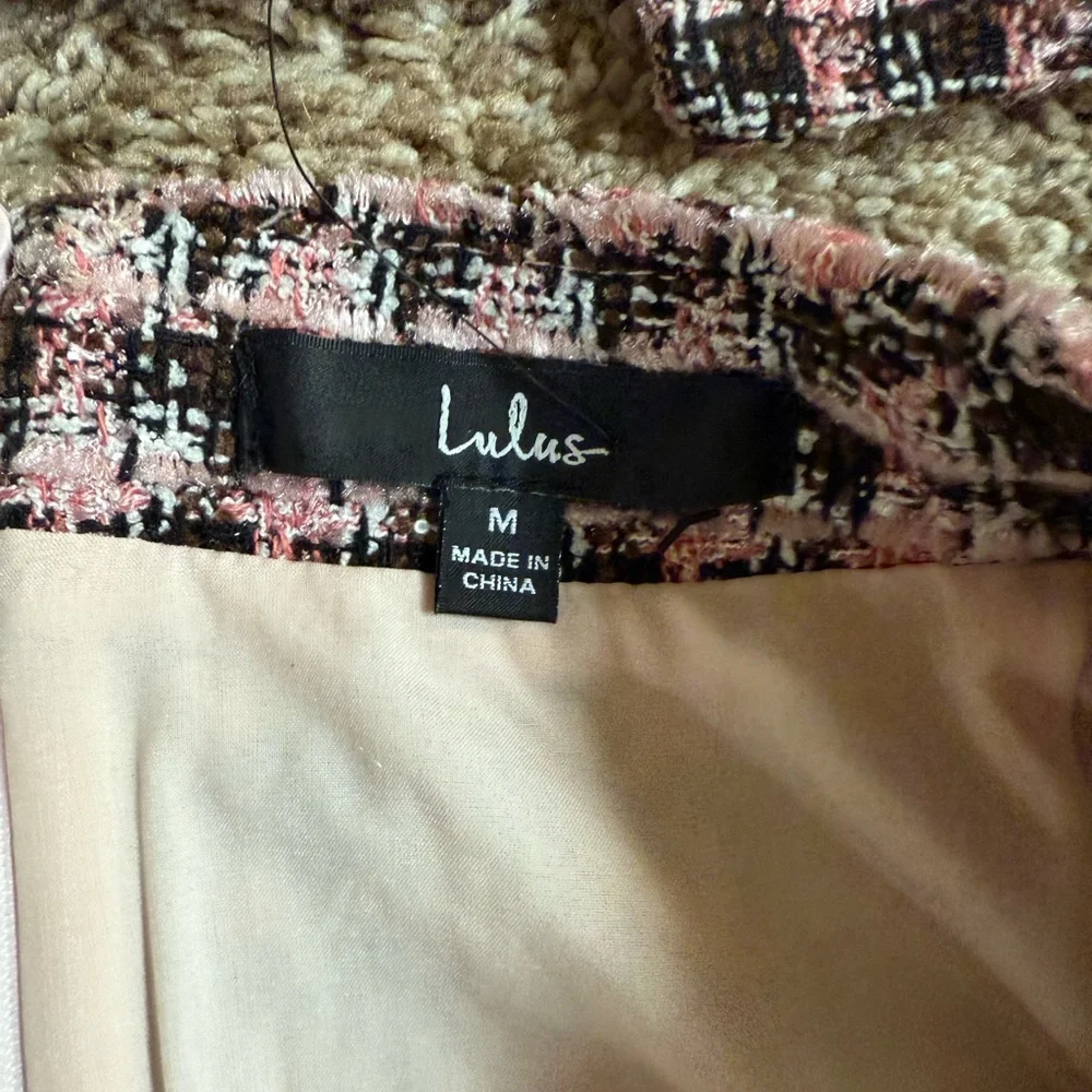 Lulu's Black, brown & pink boucle Blazer and Skirt Set size M/S